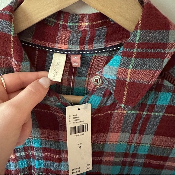 Pilcro Anthropologie Longline Plaid Buttondown NWT Fits Like Small/Medium - Picture 6 of 6